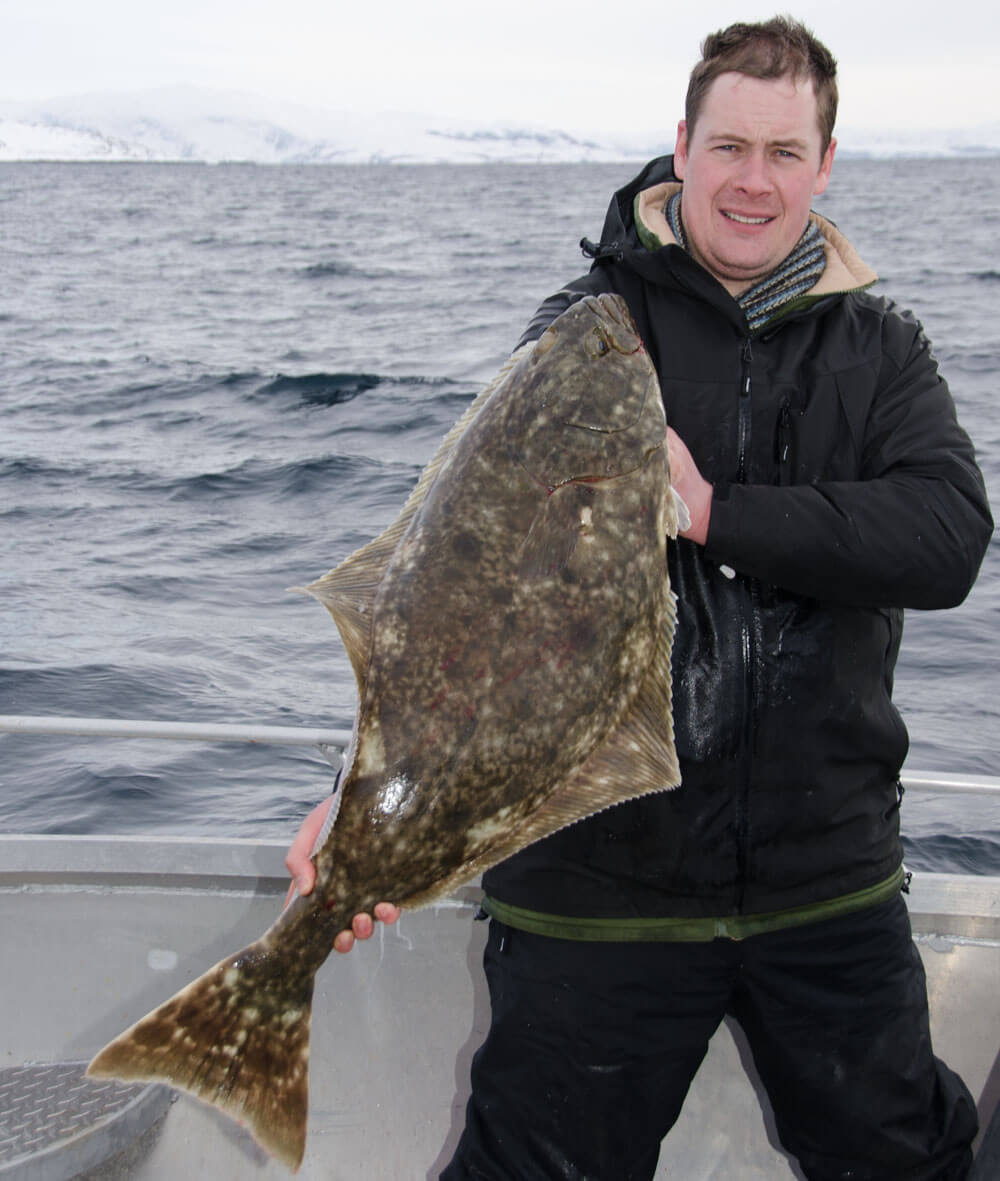 Mick with his first Norwegian halibut