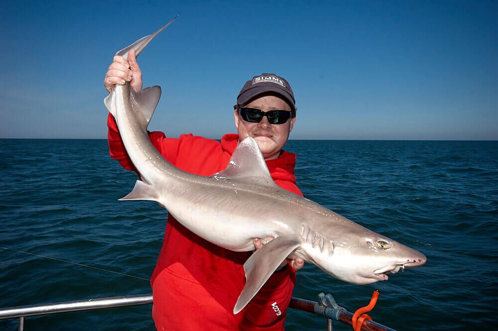Mike Thrussell Jnr with his first 20+ Smoothhound